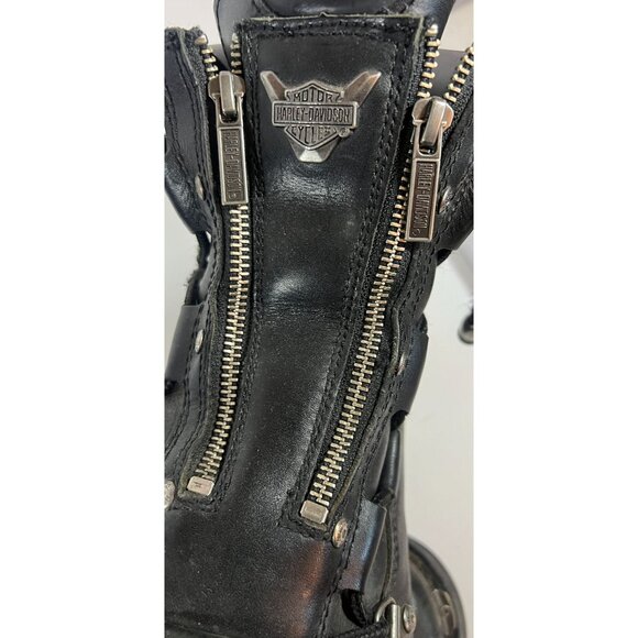 Harley-Davidson Men's Black Leather Boots with Silver Accents - Picture 6 of 10